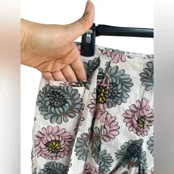 Ann Taylor Loft women’s floral linen shorts cream pink green 6P removable belt - Picture 5 of 8